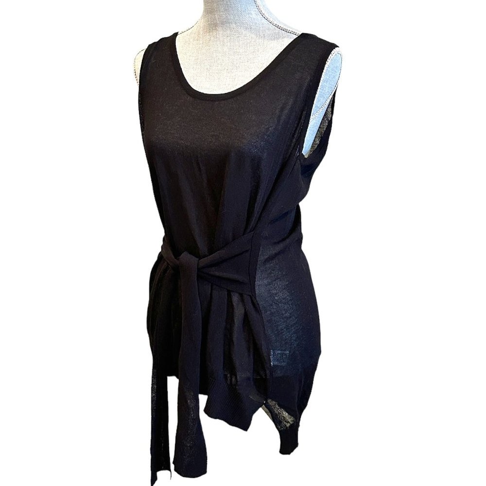 The Front Bamboo Black Tank With Attached Ties
